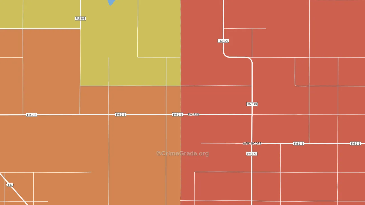 New Moore, TX Map of Burglary Rates