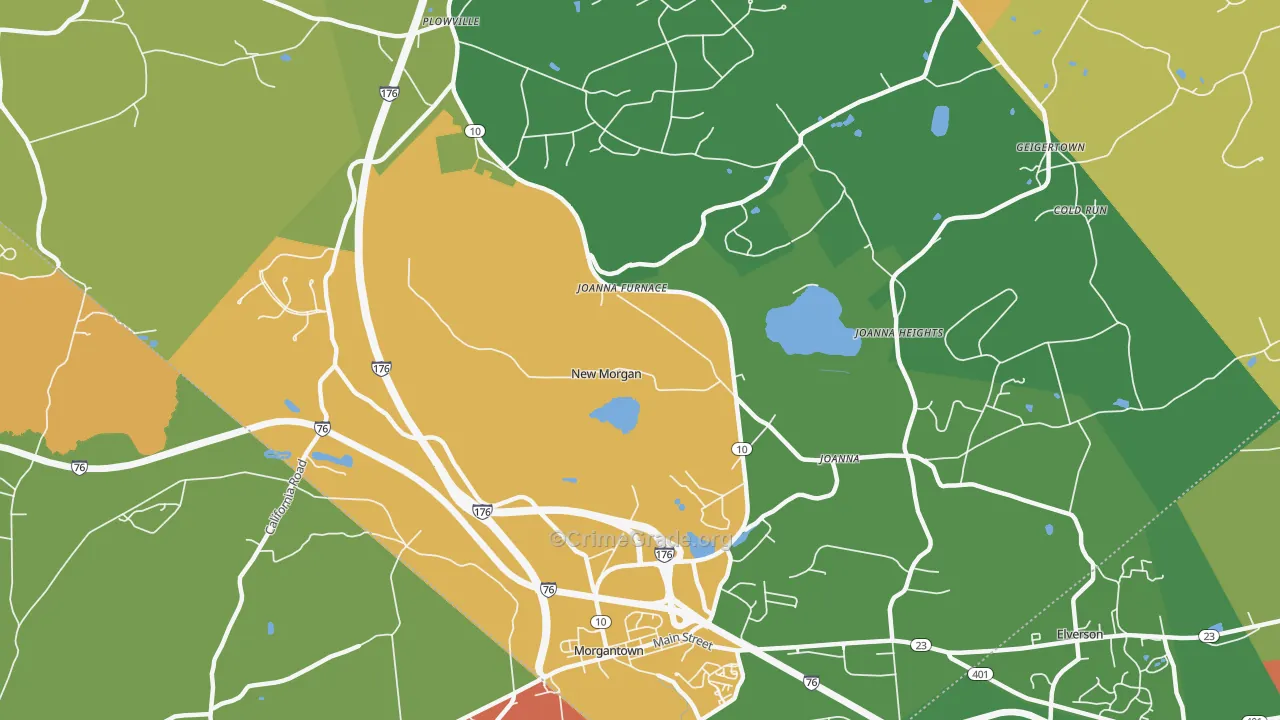 New Morgan, PA Map of Burglary Rates
