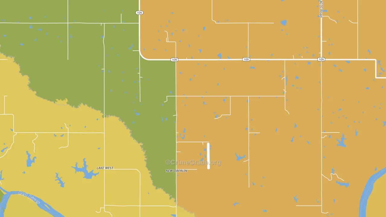 New Oberlin, OK Map of Burglary Rates