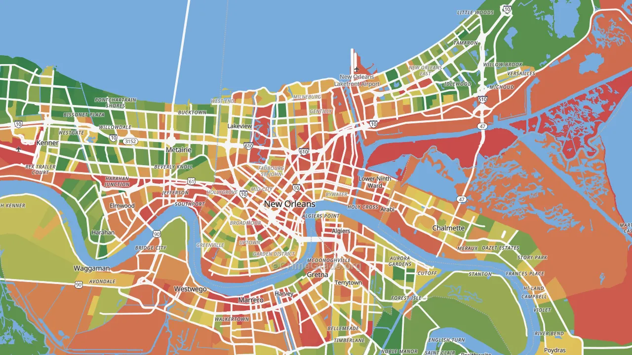 New Orleans, LA Map of Burglary Rates