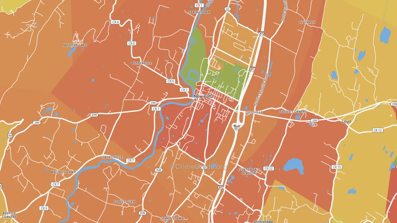 New Paltz, NY Map of Burglary Rates