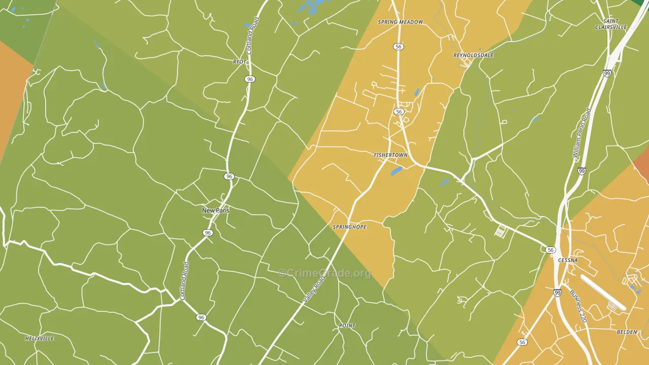 New Paris, PA Map of Burglary Rates