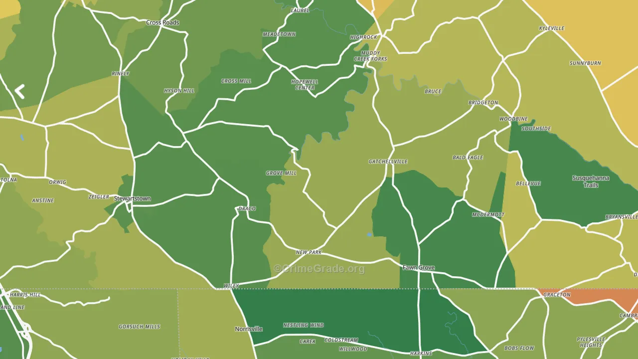 New Park, PA Map of Burglary Rates