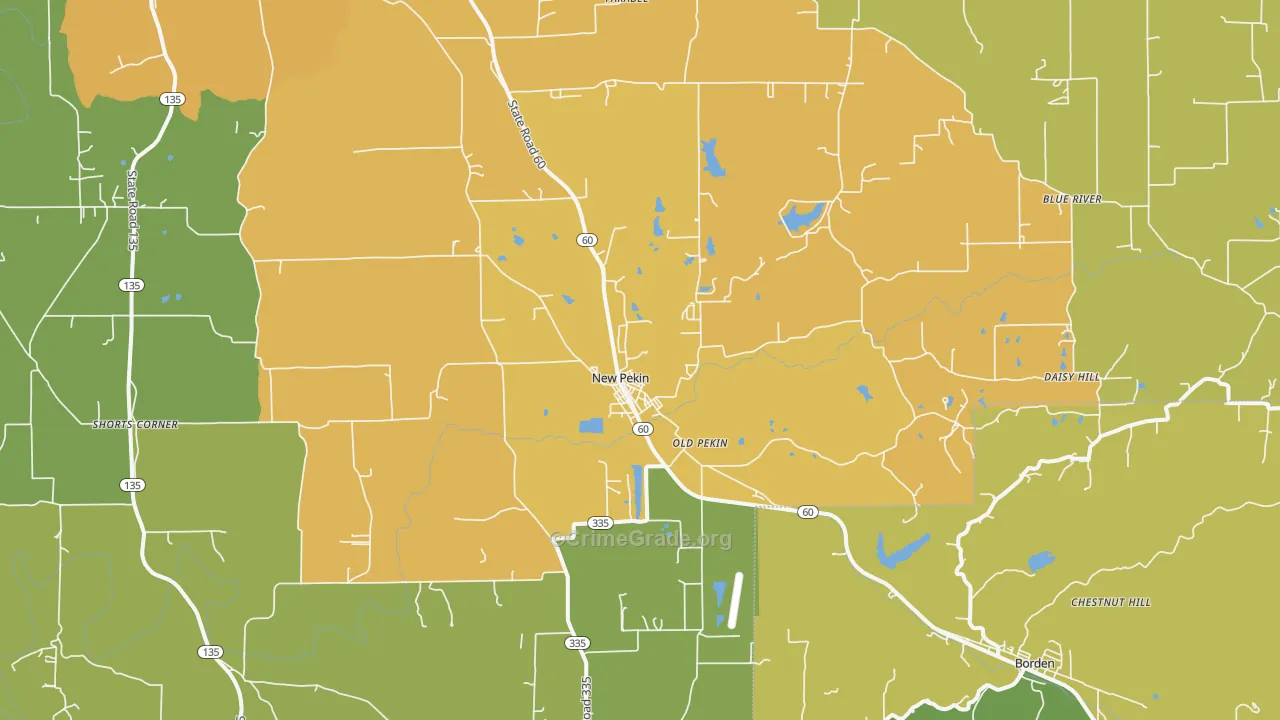 New Pekin, IN Map of Burglary Rates