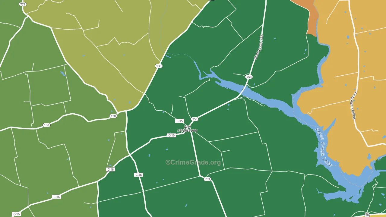 New Petersburg, OH Map of Burglary Rates