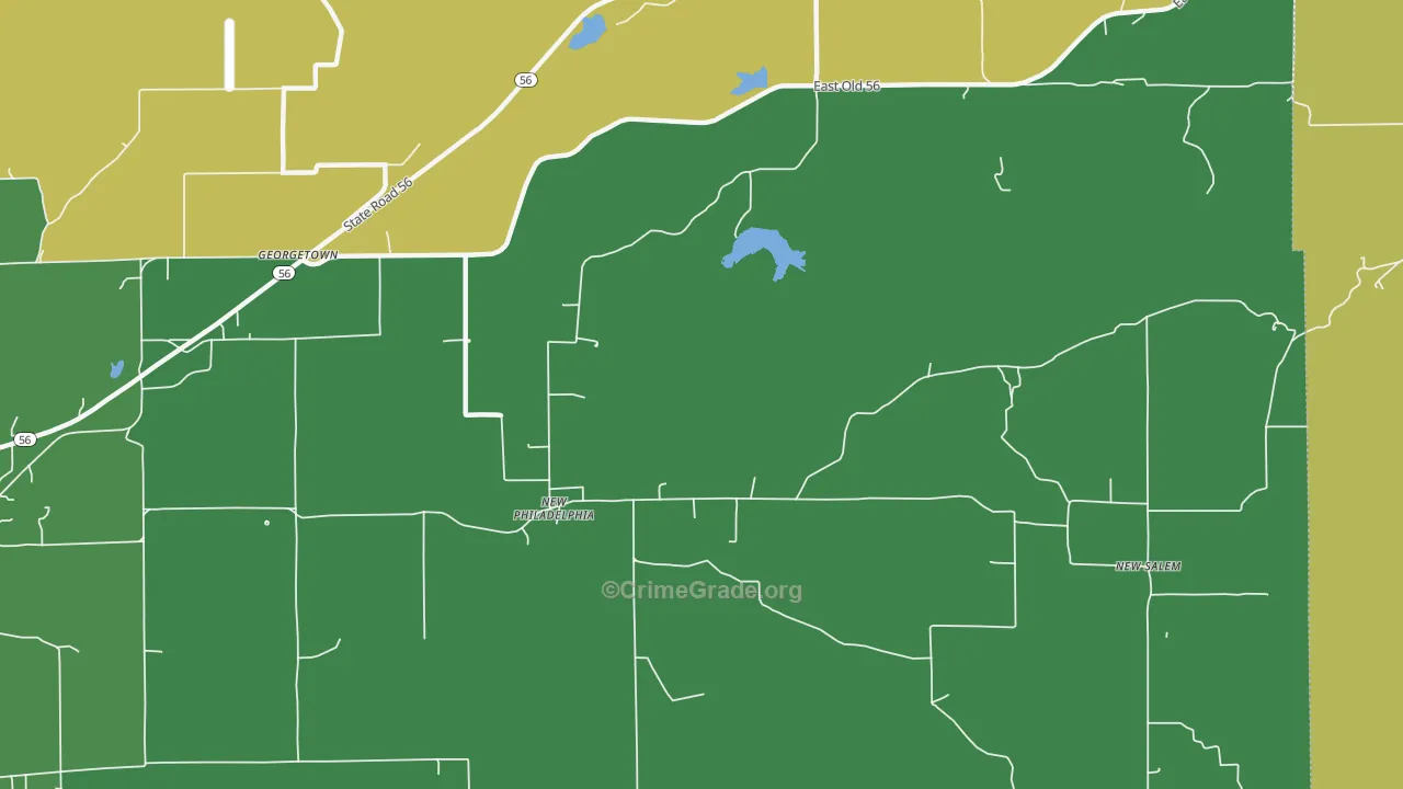 New Philadelphia, IN Map of Burglary Rates