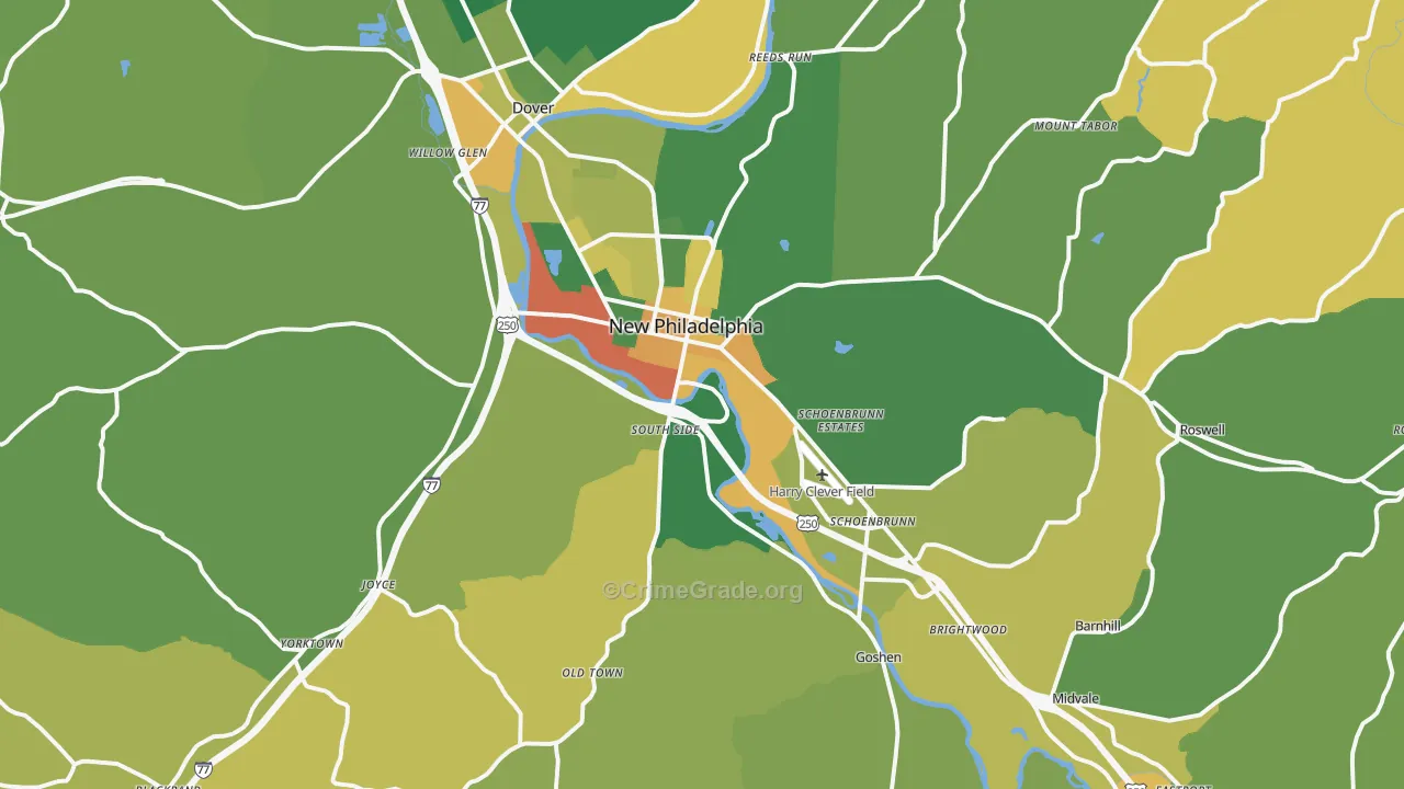 New Philadelphia, OH Map of Burglary Rates