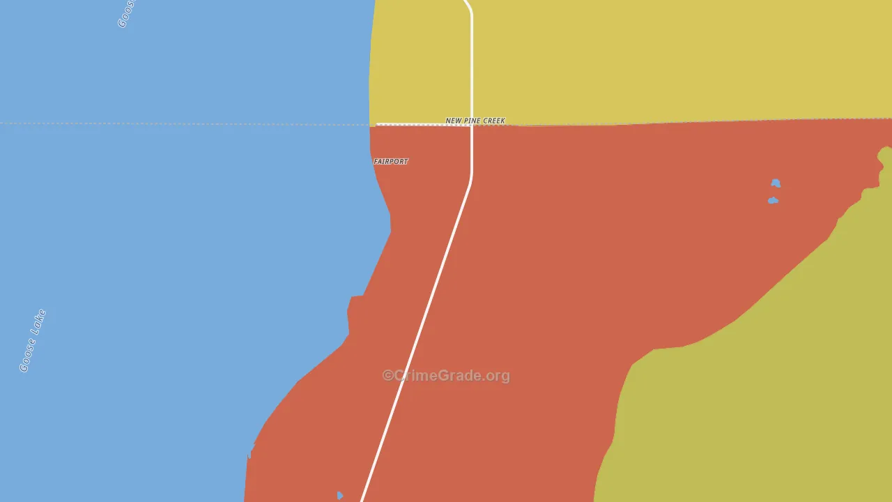 New Pine Creek, CA Map of Burglary Rates