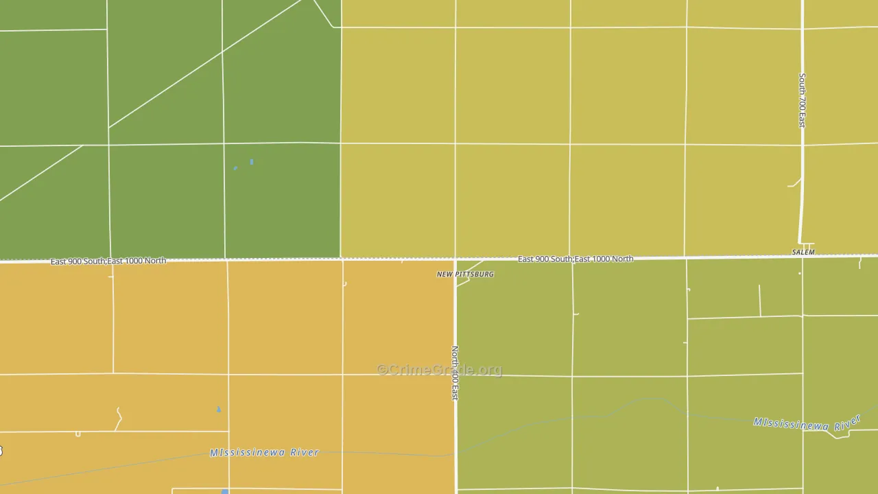 New Pittsburg, IN Map of Burglary Rates