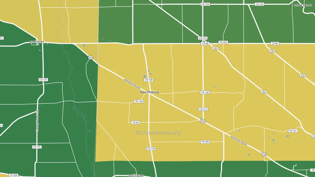 New Pittsburg, OH Map of Burglary Rates