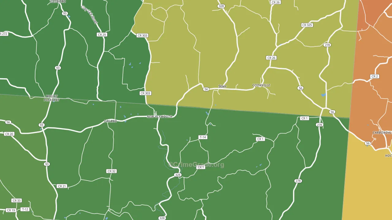 New Plymouth, OH Map of Burglary Rates