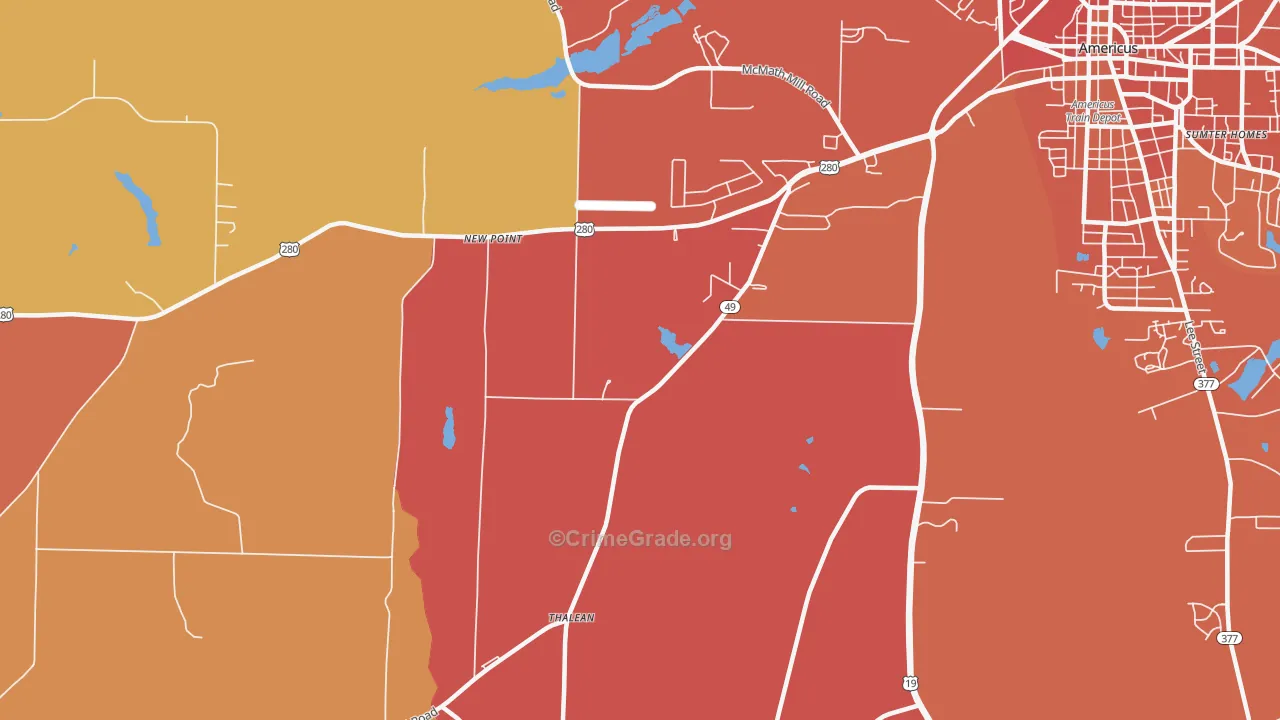 New Point, GA Map of Burglary Rates