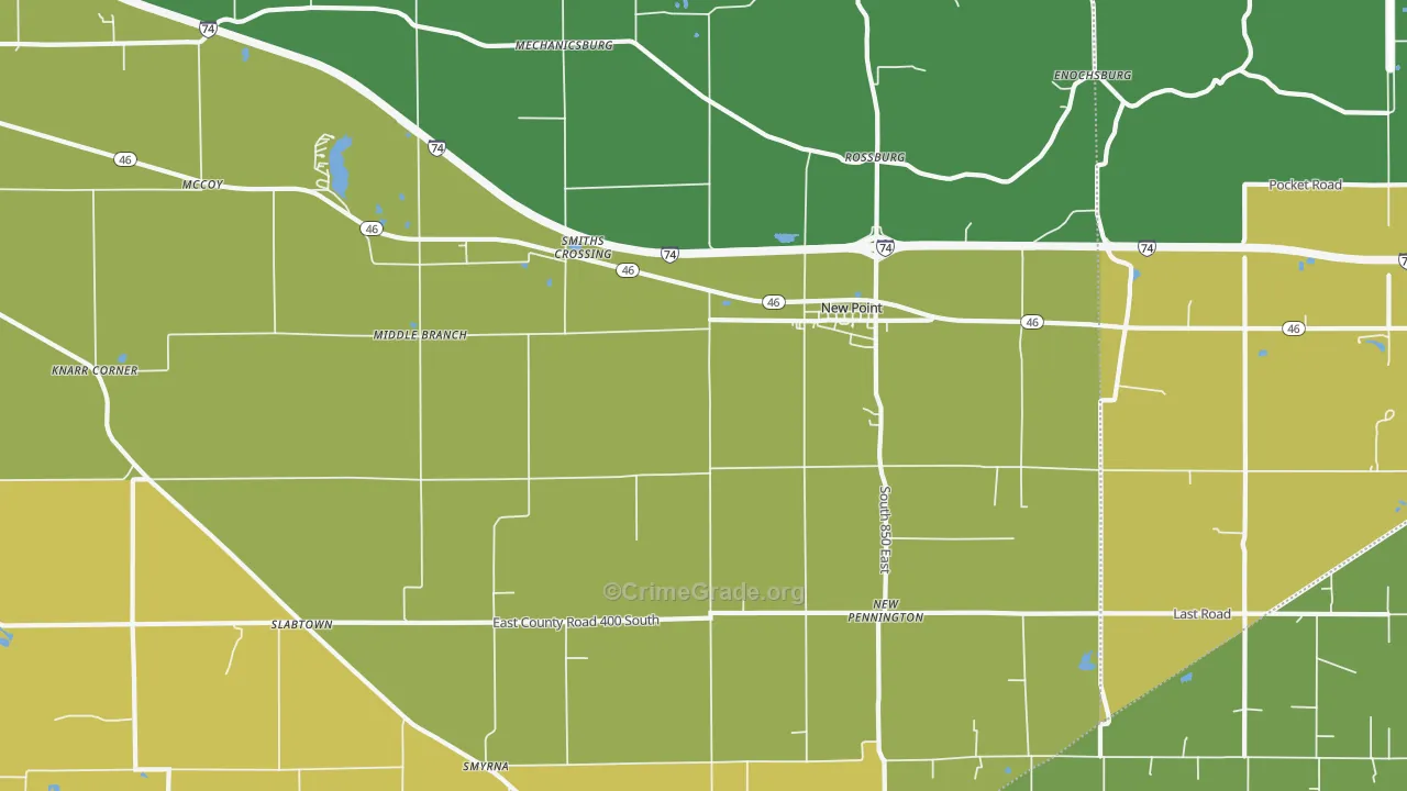 New Point, IN Map of Burglary Rates