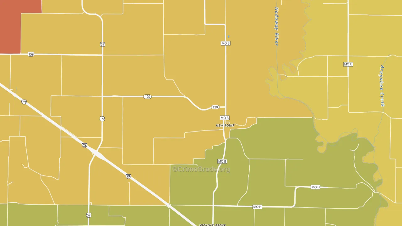 New Point, MO Map of Burglary Rates