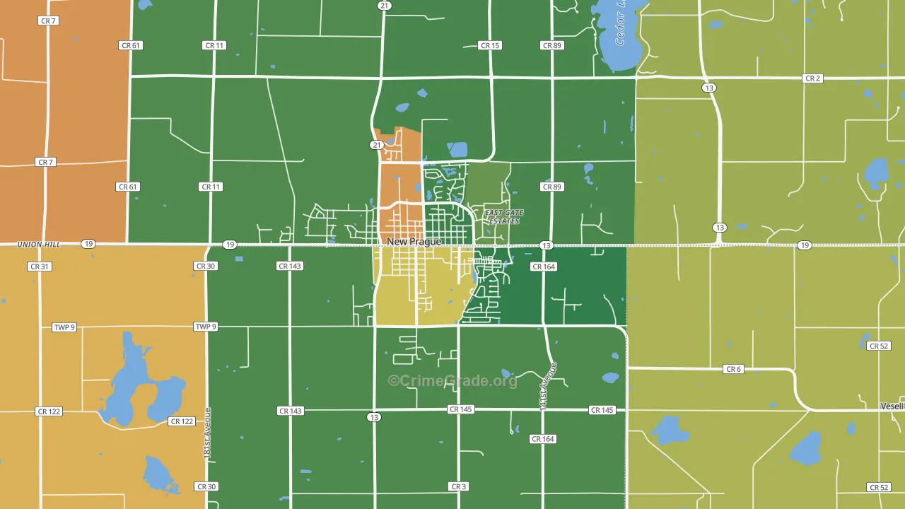 New Prague, MN Map of Burglary Rates