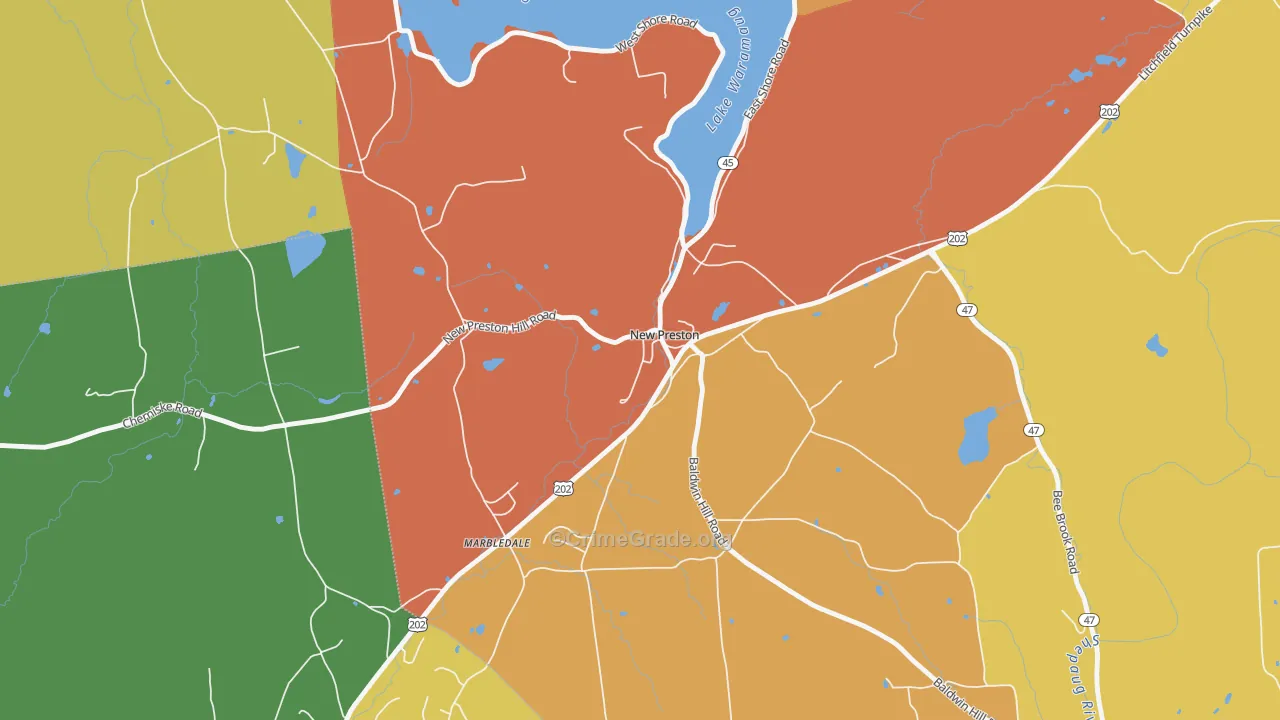 New Preston, CT Map of Burglary Rates