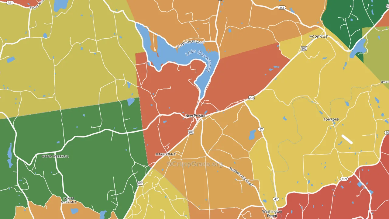 New Preston-Marble Dale, CT Map of Burglary Rates