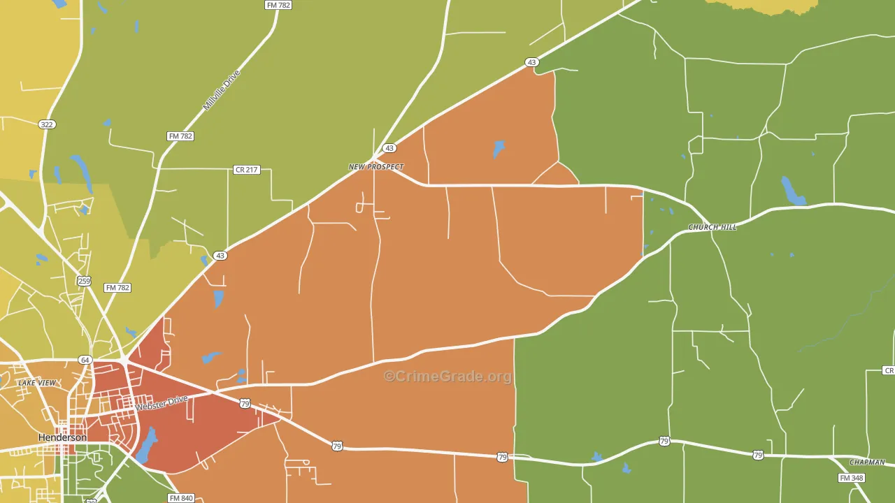 New Prospect, TX Map of Burglary Rates