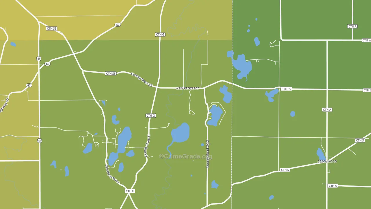 New Prospect, WI Map of Burglary Rates