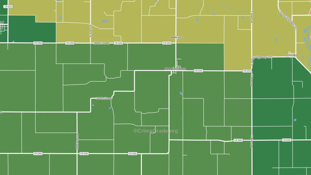 New Providence, IA Map of Burglary Rates