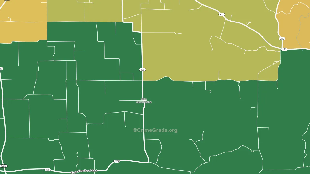 New Providence, KY Map of Burglary Rates