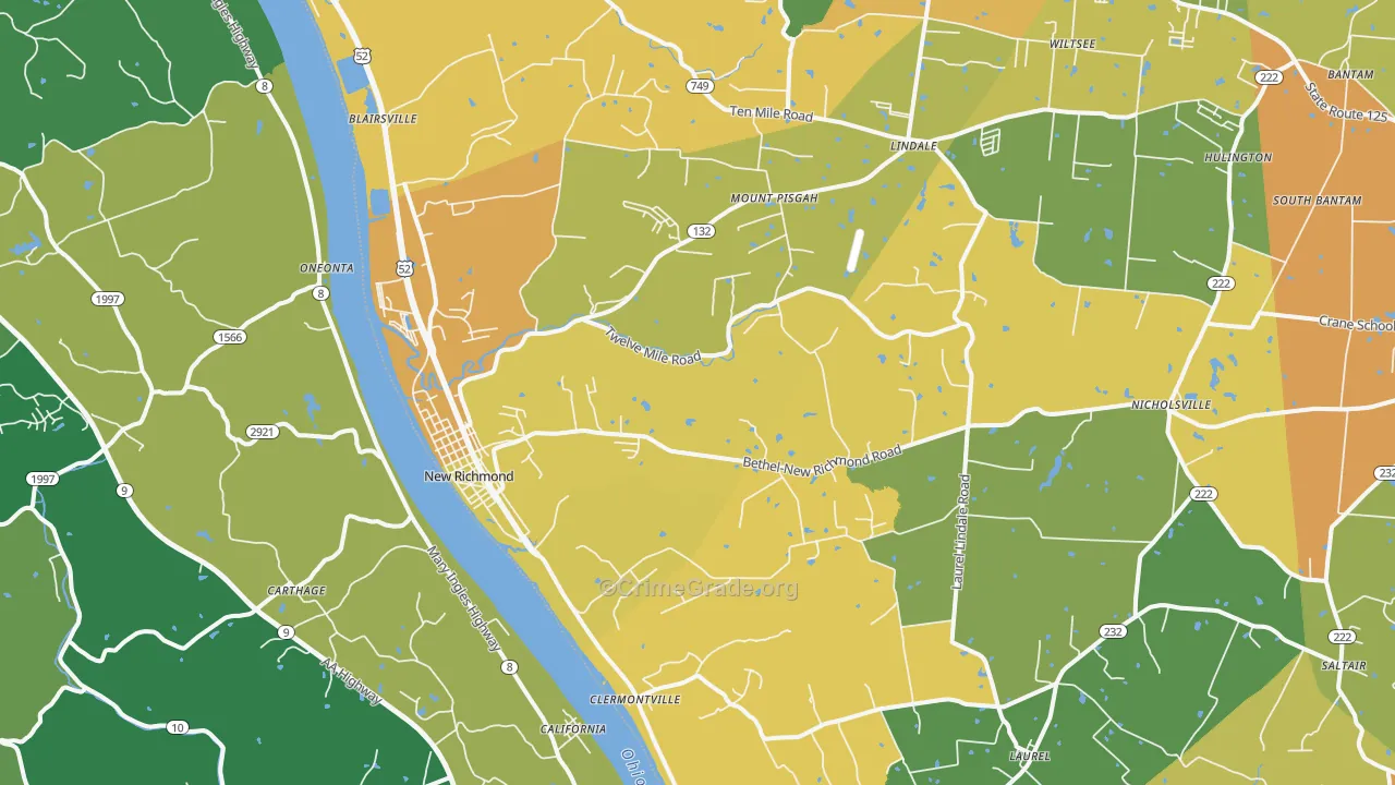 New Richmond, OH Map of Burglary Rates