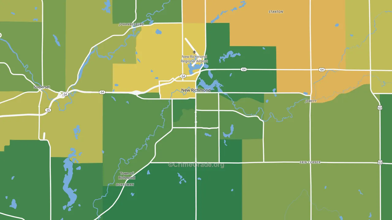 New Richmond, WI Map of Burglary Rates