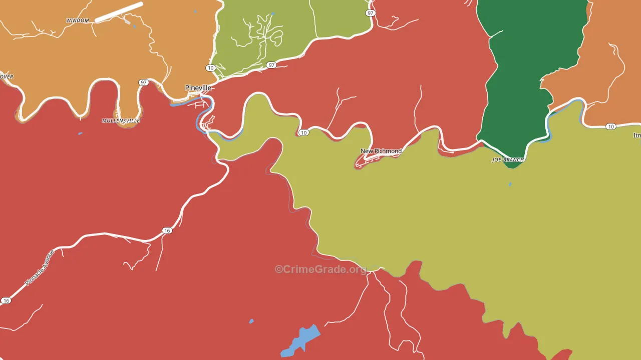 New Richmond, WV Map of Burglary Rates