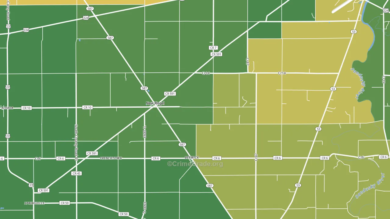 New Riegel, OH Map of Burglary Rates