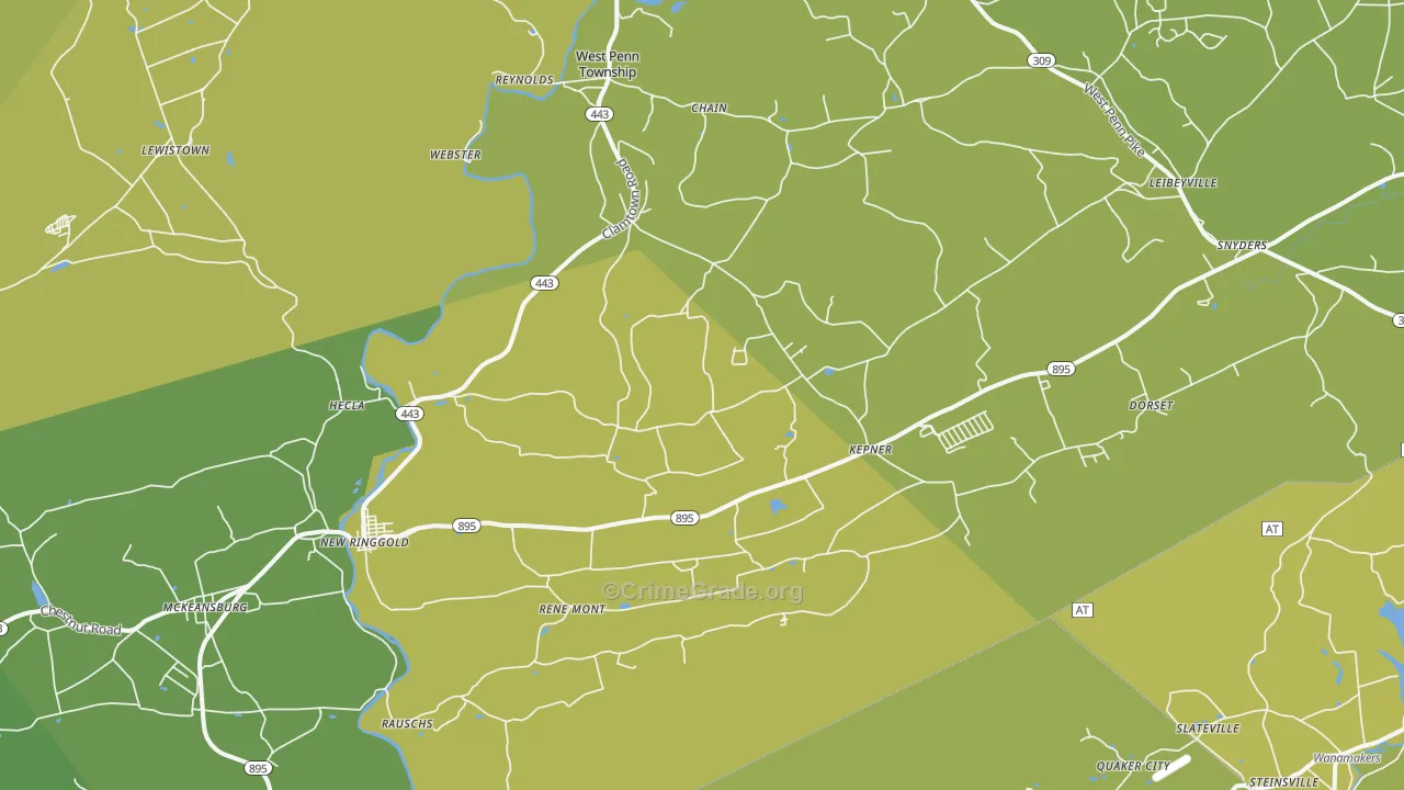 New Ringgold, PA Map of Burglary Rates