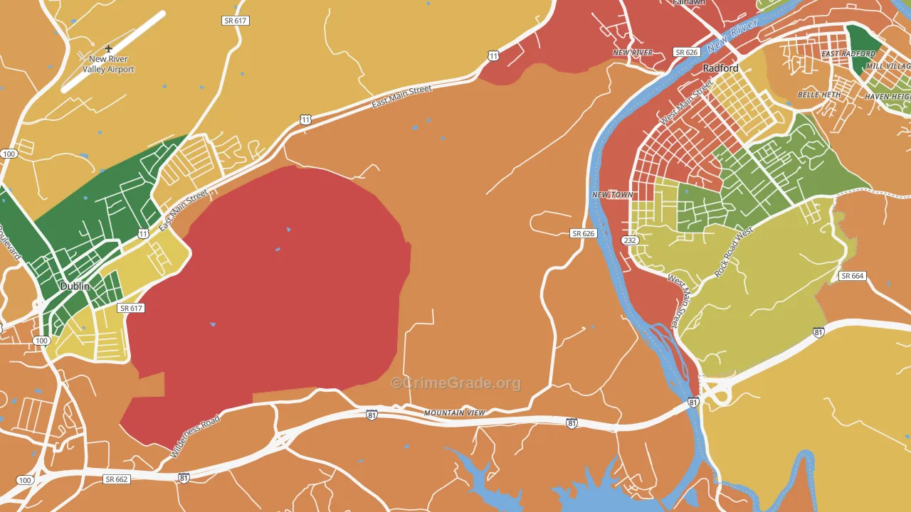 New River, VA Map of Burglary Rates