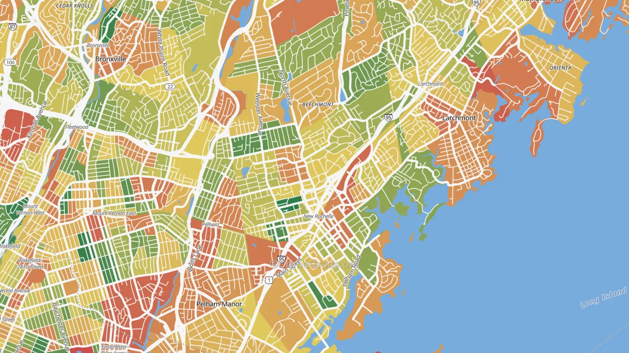 New Rochelle, NY Map of Burglary Rates