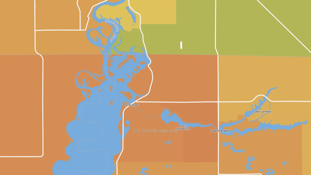 New Rome, WI Map of Burglary Rates