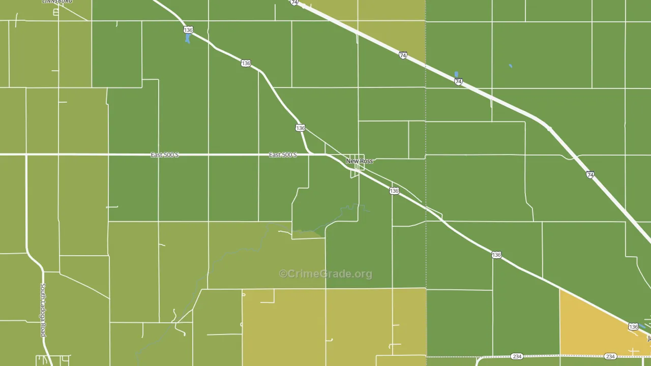 New Ross, IN Map of Burglary Rates