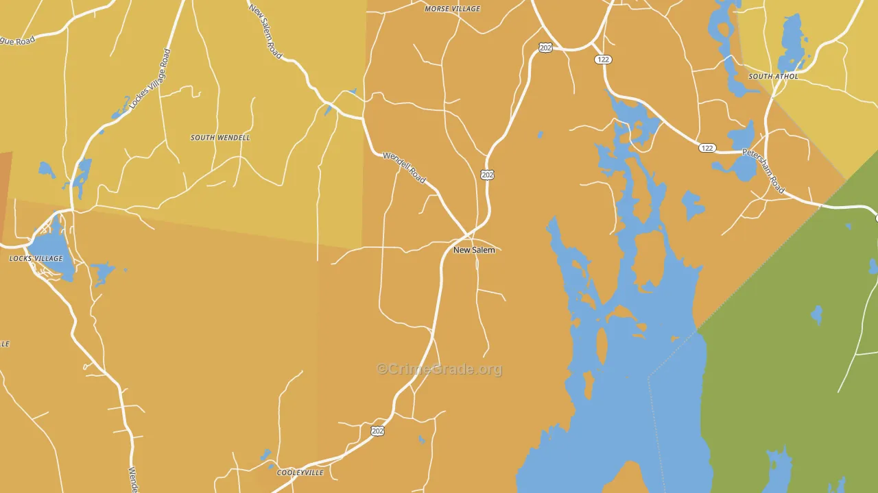 New Salem, MA Map of Burglary Rates