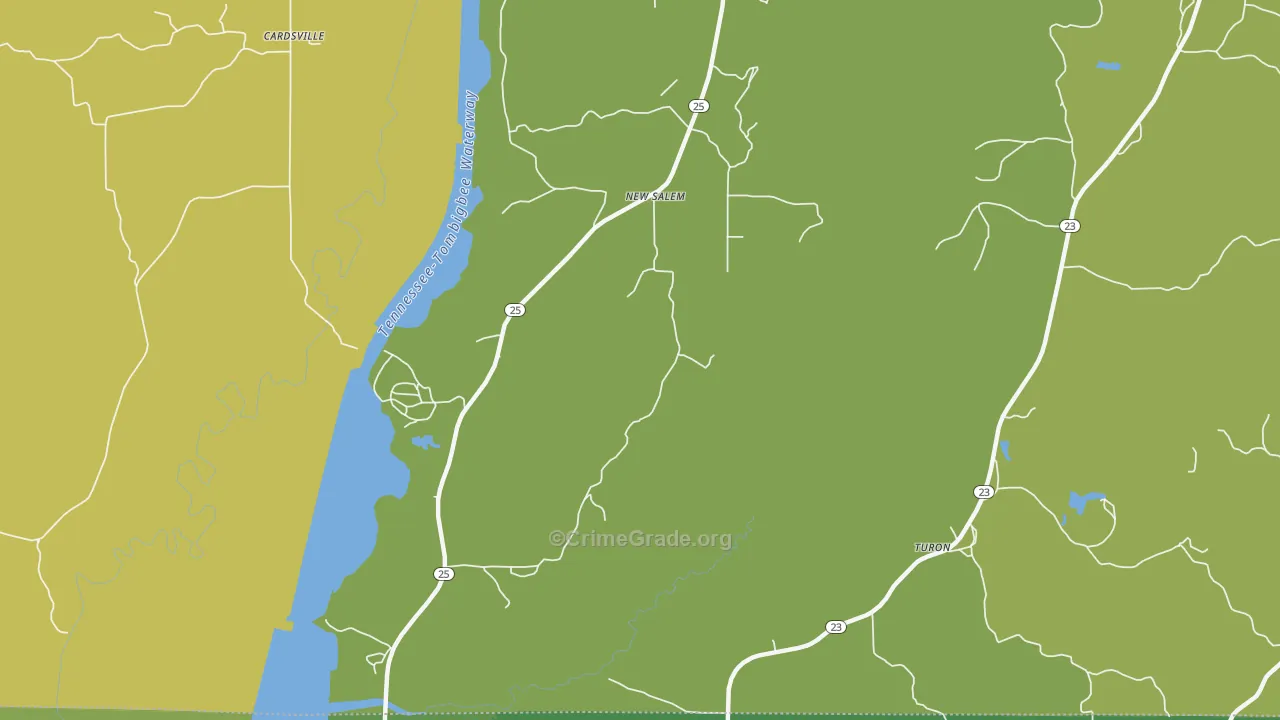 New Salem, MS Map of Burglary Rates