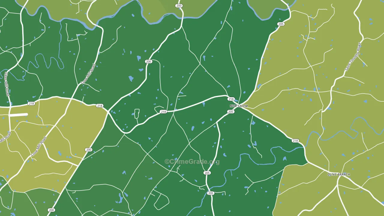 New Salem, NC Map of Burglary Rates