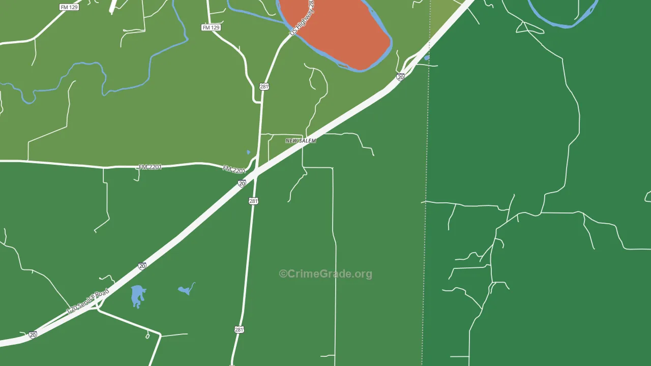 New Salem, TX Map of Burglary Rates