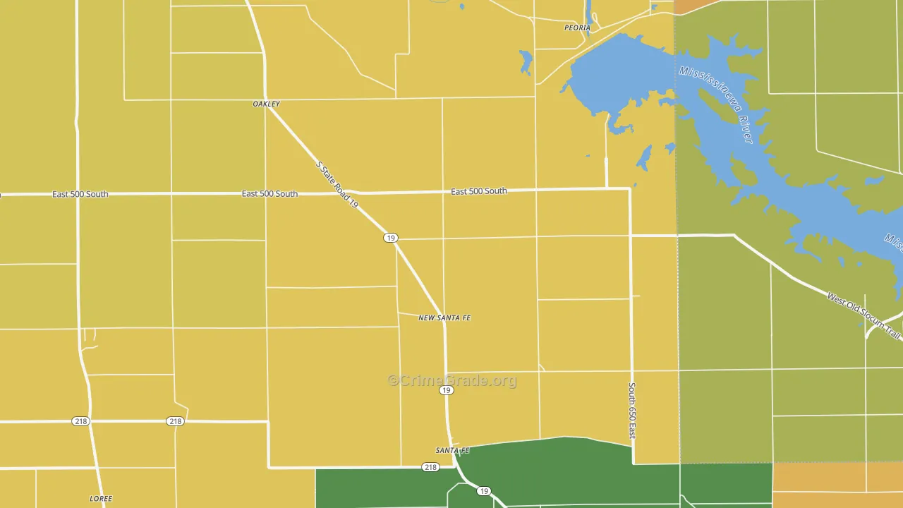 New Santa Fe, IN Map of Burglary Rates