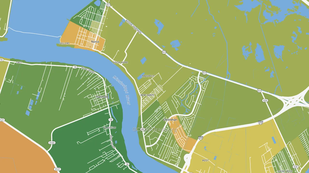 New Sarpy, LA Map of Burglary Rates