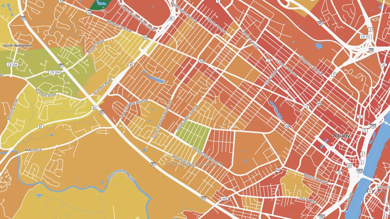 New Scotland-Woodlawn, Albany, NY Map of Burglary Rates