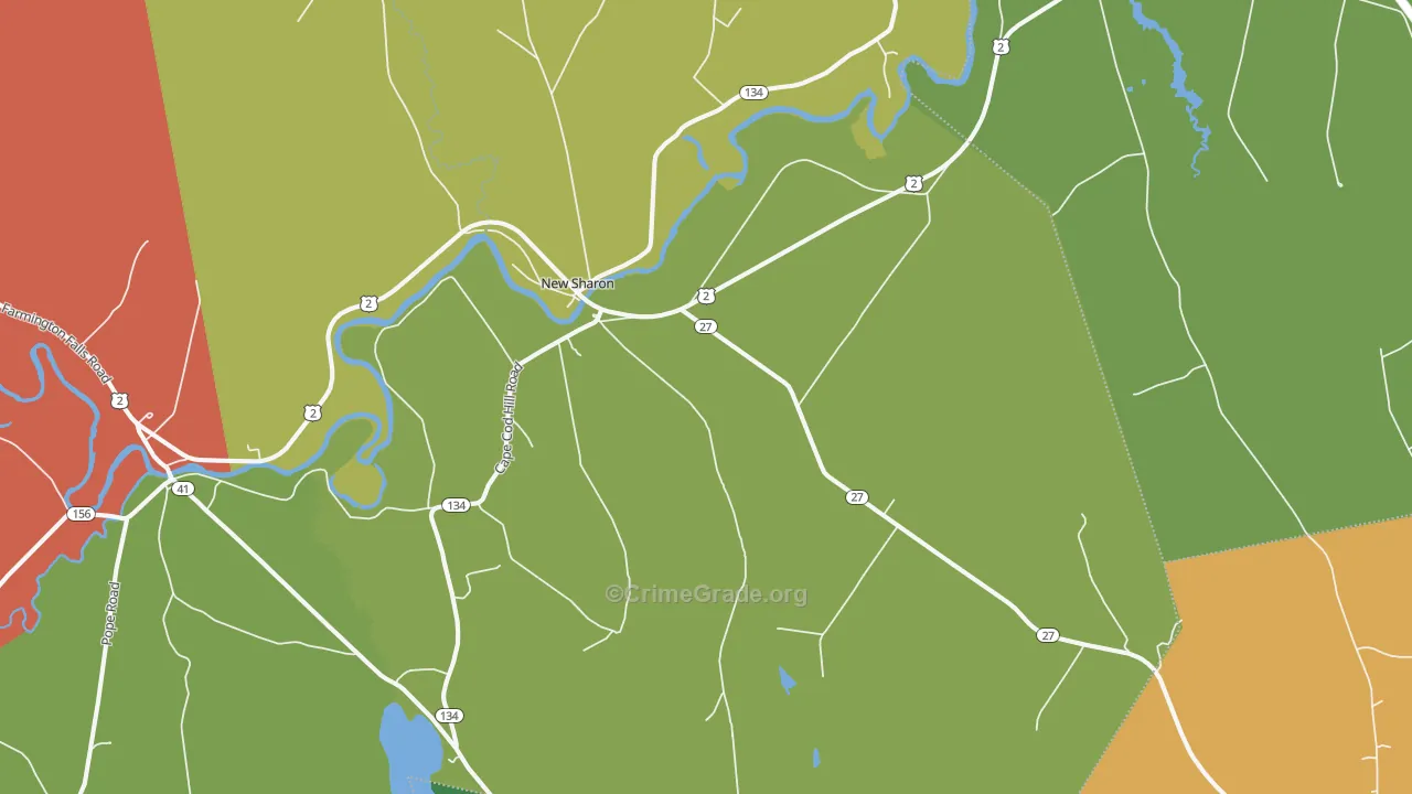 New Sharon, ME Map of Burglary Rates