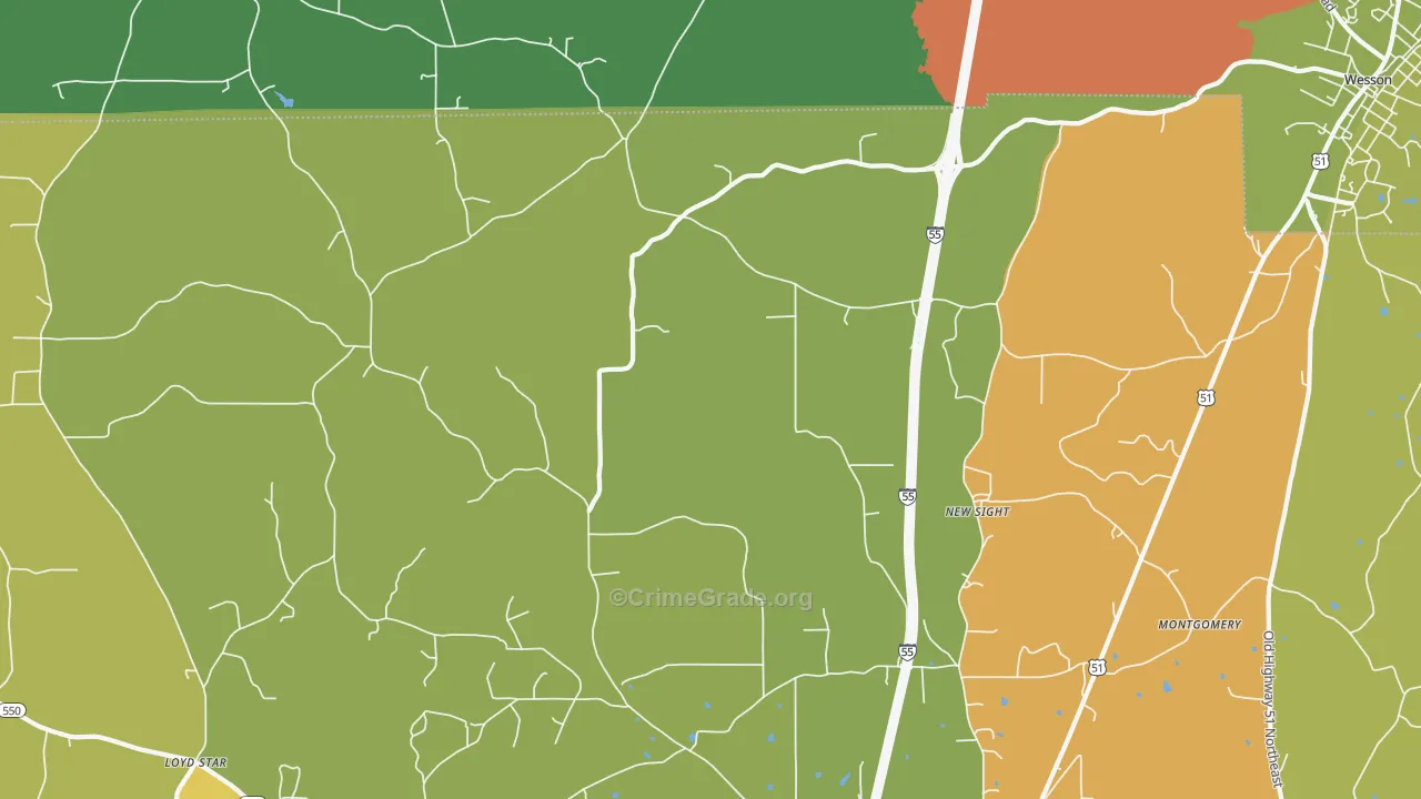 New Sight, MS Map of Burglary Rates