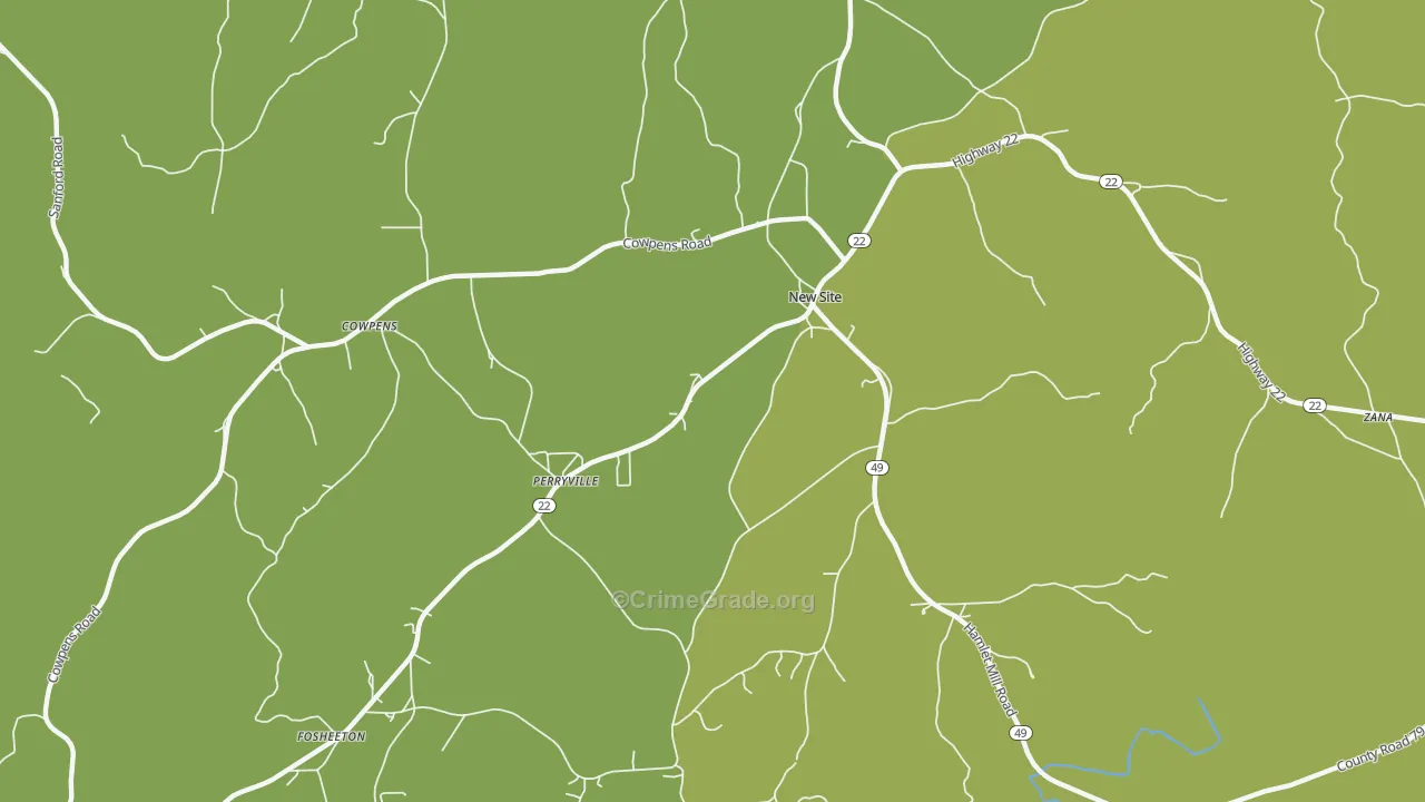 New Site, AL Map of Burglary Rates
