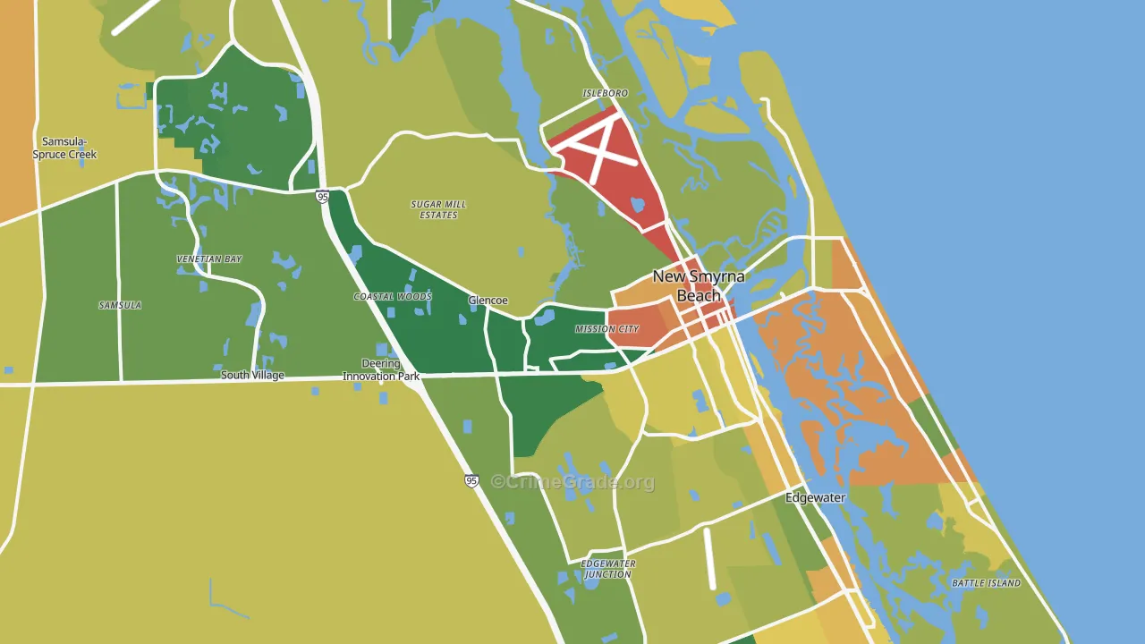 New Smyrna Beach, FL Map of Burglary Rates