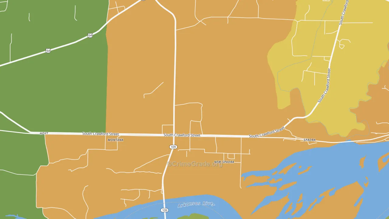 New Spadra, AR Map of Burglary Rates