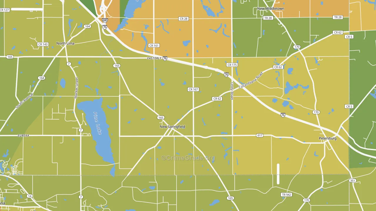 New Springfield, OH Map of Burglary Rates