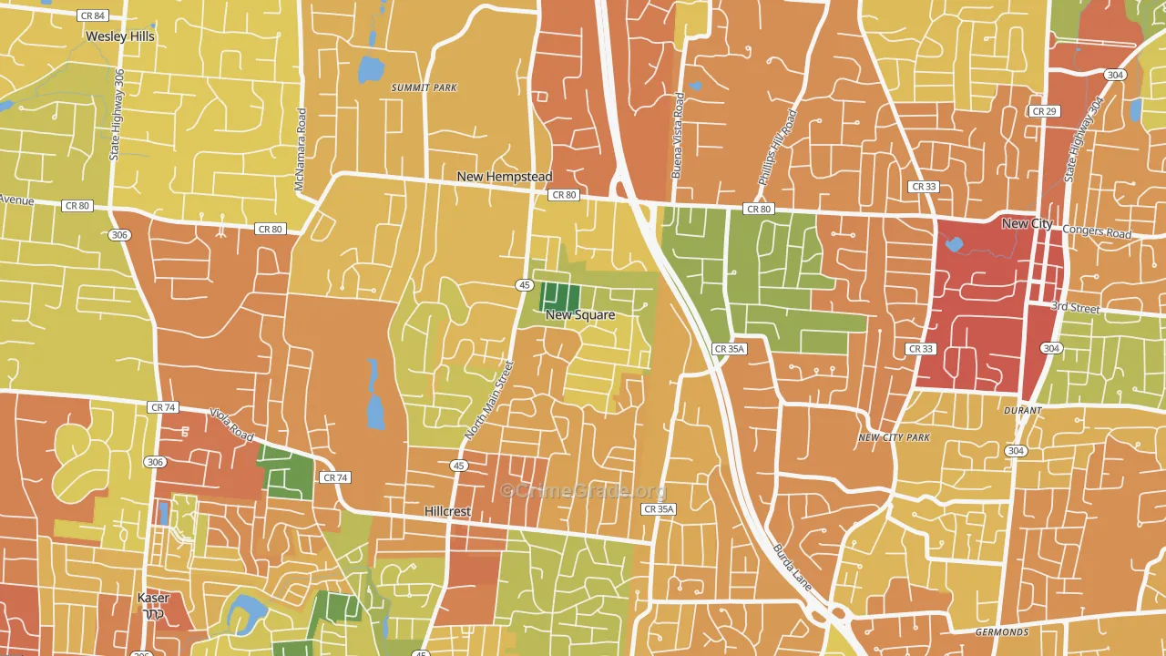 New Square, NY Map of Burglary Rates