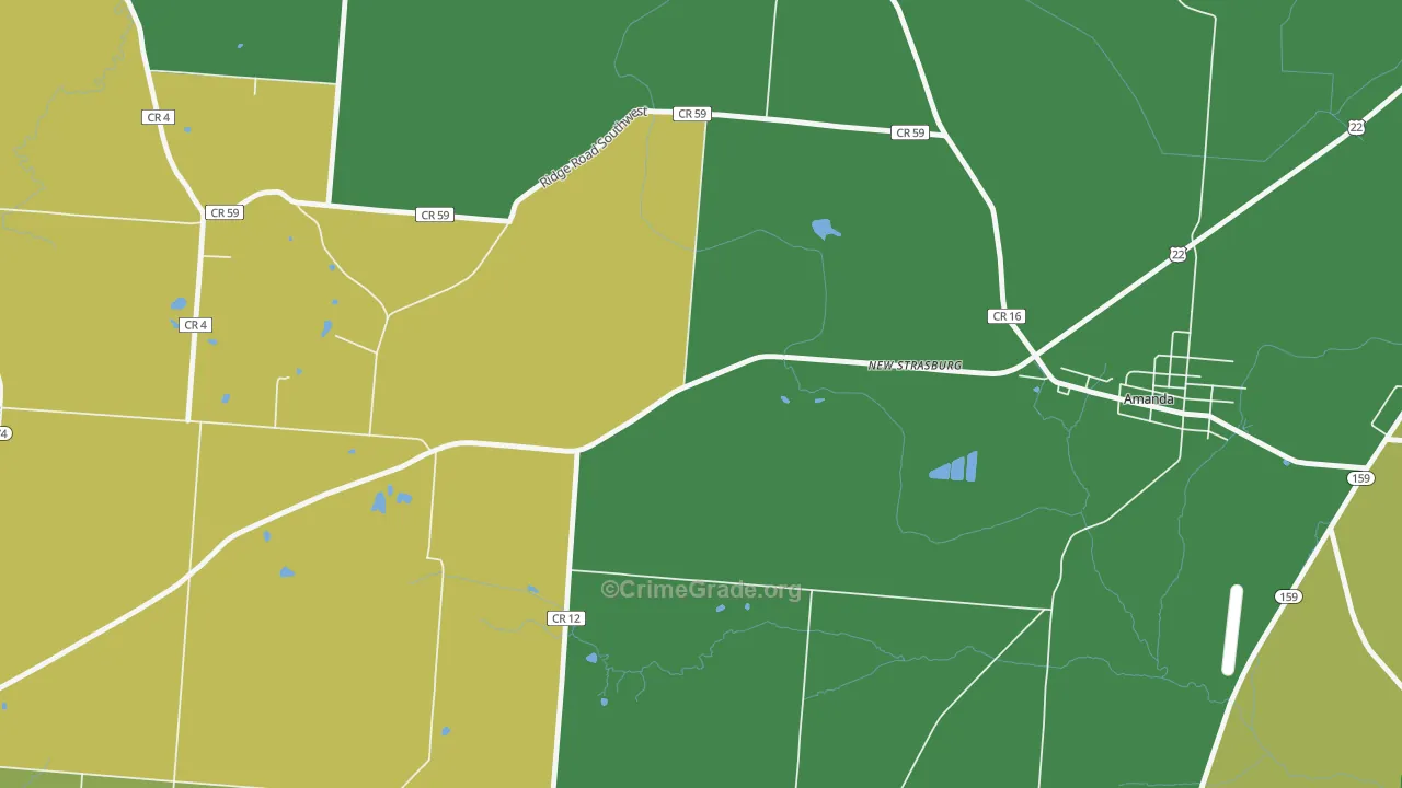 New Strasburg, OH Map of Burglary Rates