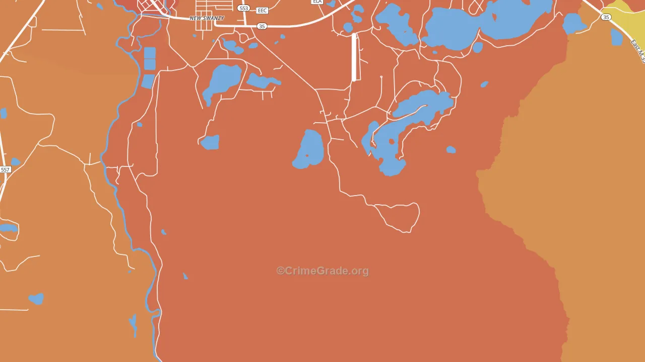 New Swanzy, MI Map of Burglary Rates